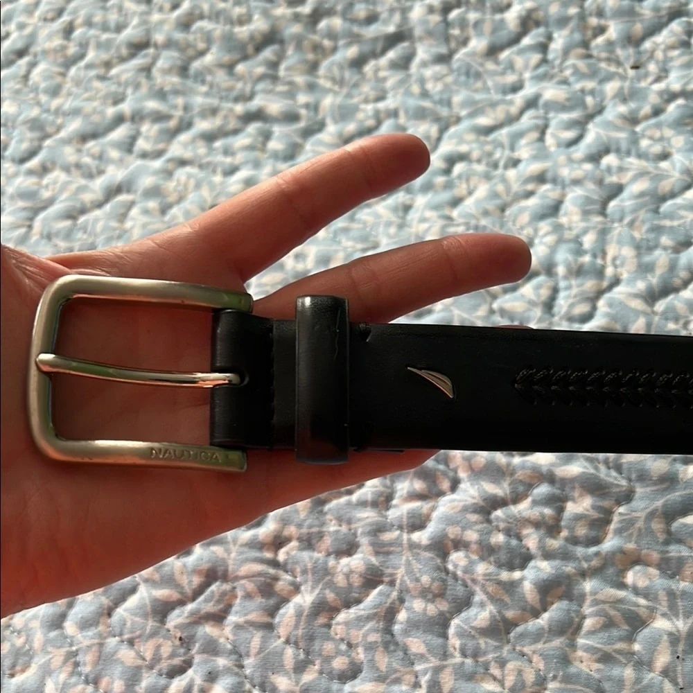Nautica Black Vegan Leather Belt Large 38-40